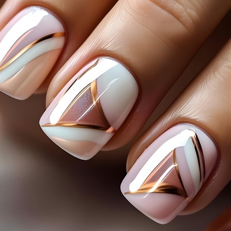 Press On Nail Set - 24 개/대 귀여운 달콤한 짧은 사각형