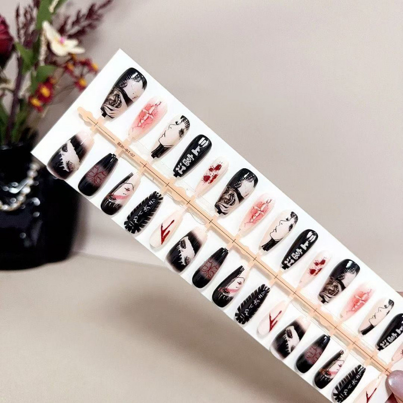 Press On Nail Set - 카와카미 토미에 매니큐어 스위트 쿨 스타일