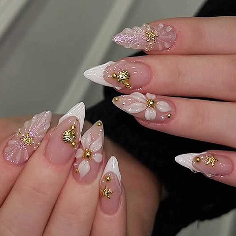 Press On Nail Set - 24개입 완성형 아몬드 프레스온 네일 아트