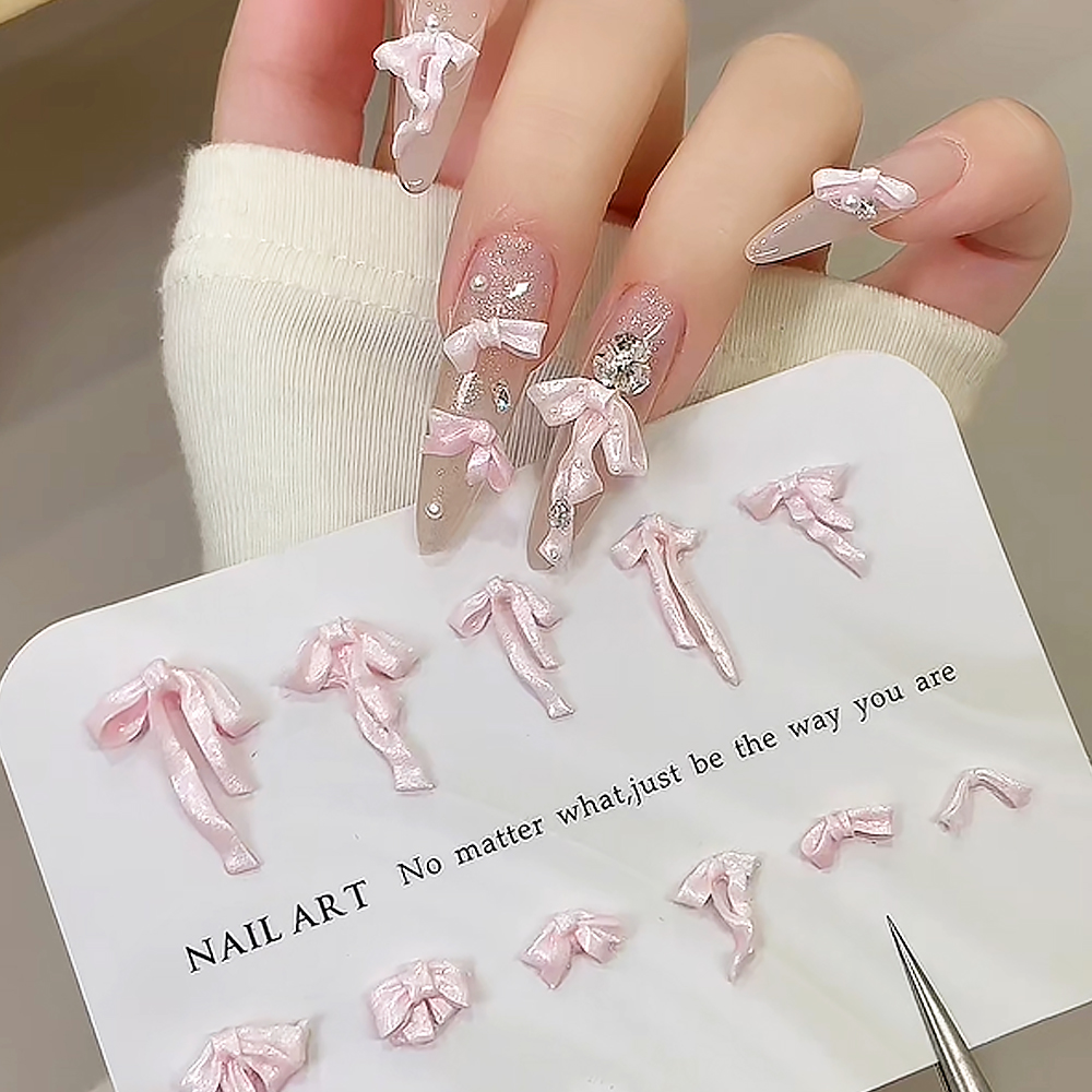 50개 핑크 3D 소프트 카빙 리본 매듭 네일 아트 참 - Nail Art Pink Soft 리뷰 및 가격