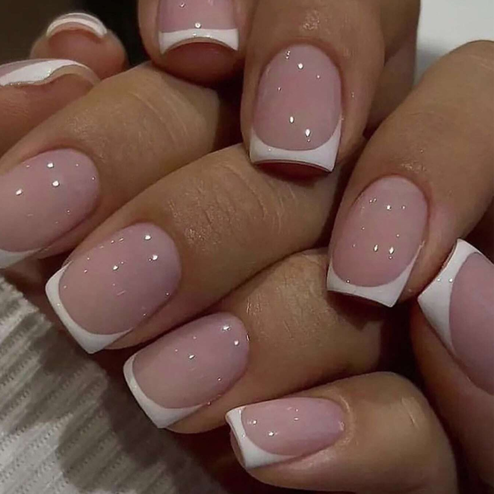 짧은 사각형 블랙 프랑스 풀 커버 가짜 네일 세트, 1 - Nail Art France 리뷰 및 가격