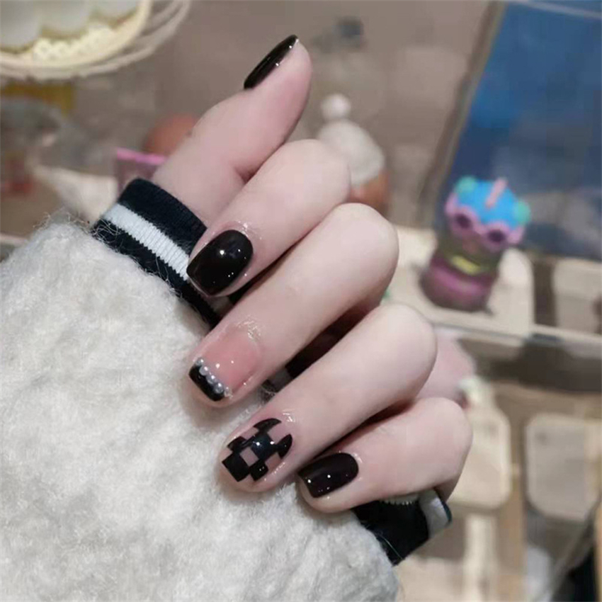 24PCS 짧은 아크릴 골든 하트 착용 가짜 손톱 아트 - Press On Nail Set 리뷰 및 가격