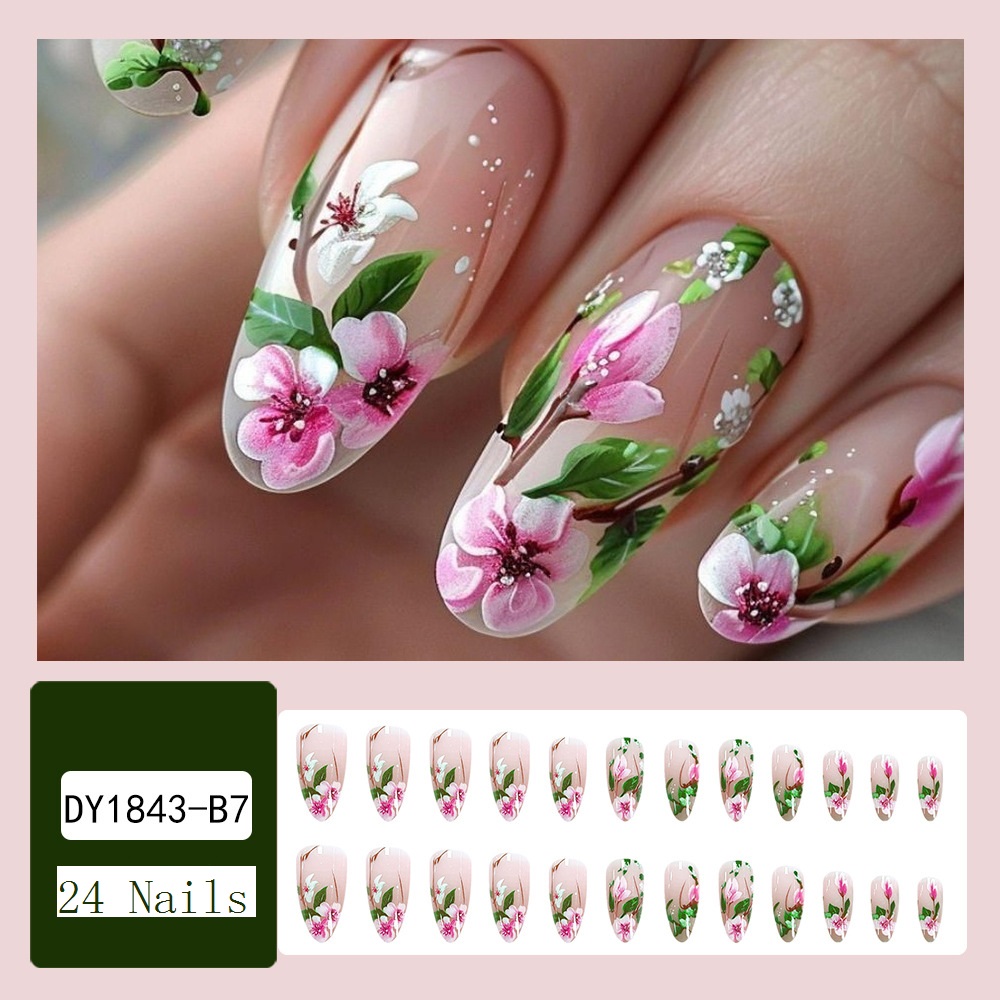 풀 커버 아몬드 프레스 네일 세트 3D 꽃 가짜 손톱  - Press On Nail Set 리뷰 및 가격