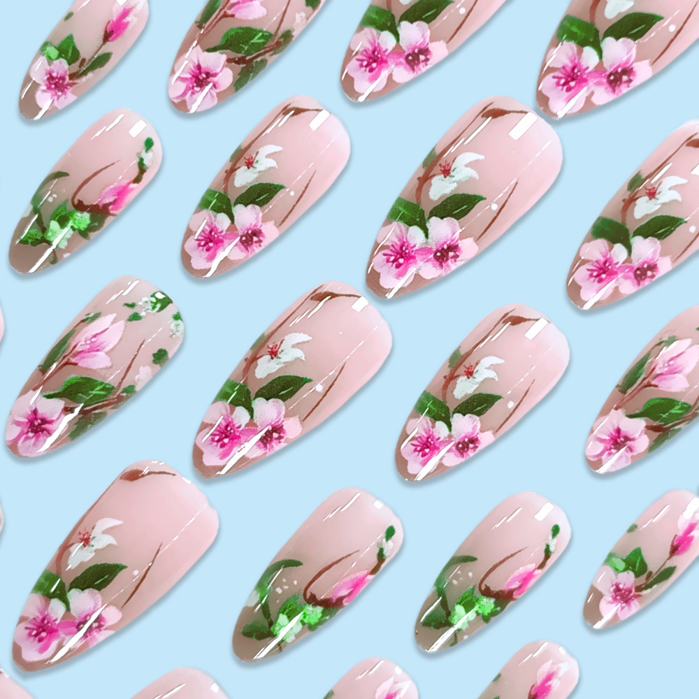 풀 커버 아몬드 프레스 네일 세트 3D 꽃 가짜 손톱  - Press On Nail Set 리뷰 및 가격