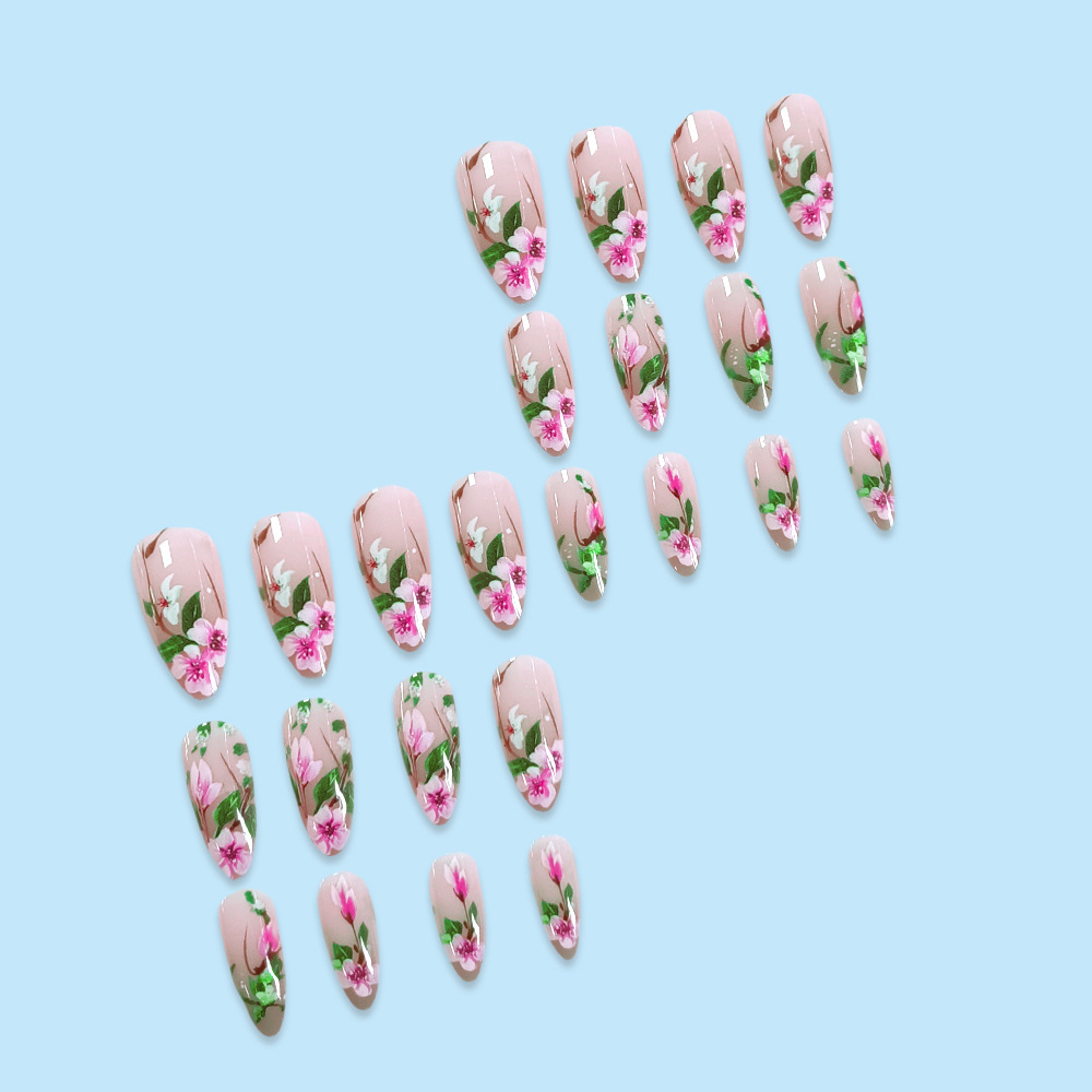 풀 커버 아몬드 프레스 네일 세트 3D 꽃 가짜 손톱  - Press On Nail Set 리뷰 및 가격
