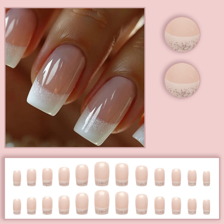 24개/세트 여성용 중간 사이즈 사각형 가짜 손톱, 누 - Press On Nail Set 리뷰 및 가격