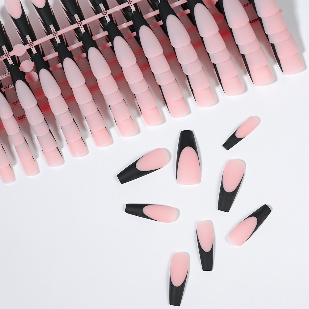 120PC 블랙 프렌치 젤 네일 팁 손톱에 매트 롱 관 - Nail Art Natural 리뷰 및 가격