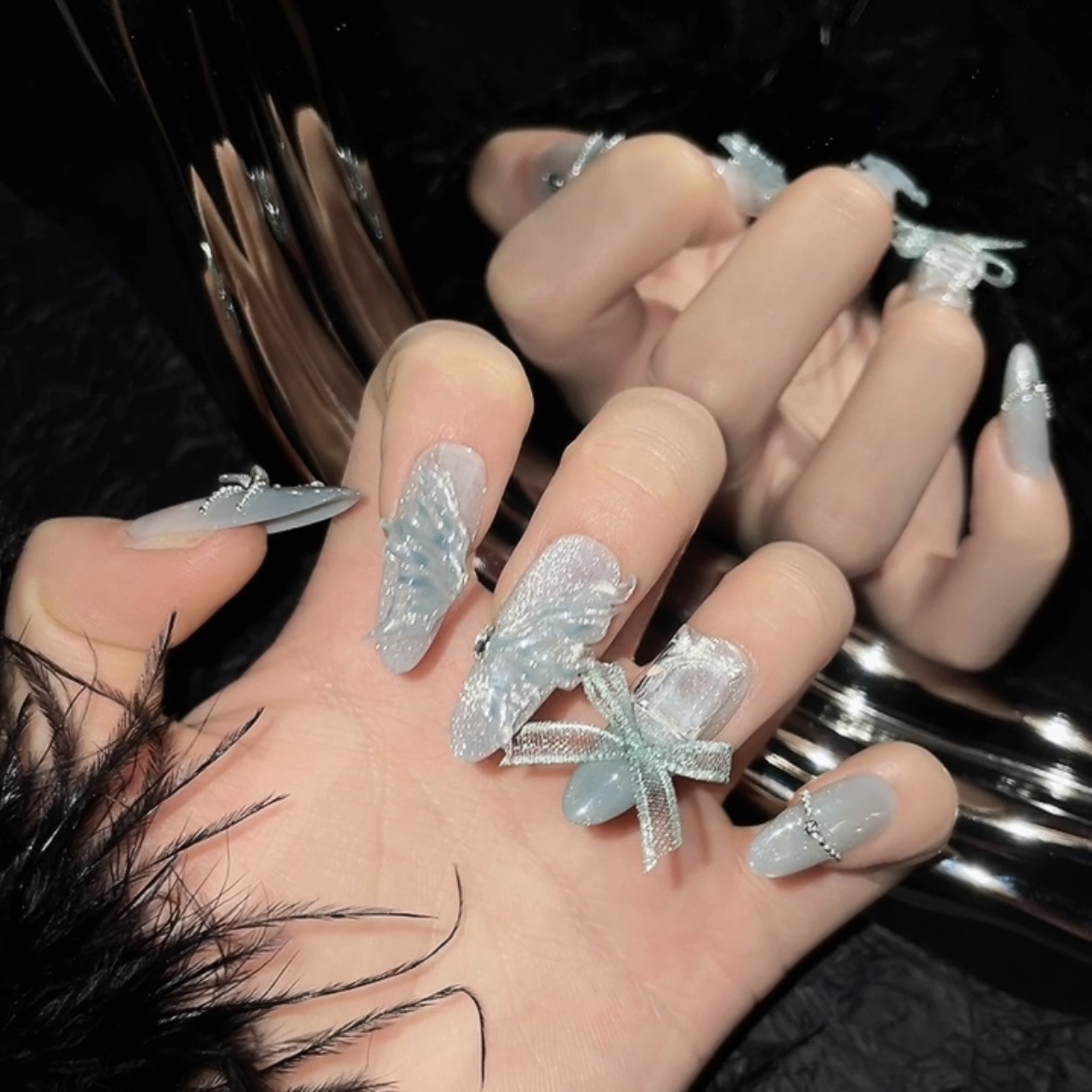 10개입 순수 수제 롱 오벌 네일 아트, 예쁜 가짜 손 - Nail Art Ideas 리뷰 및 가격
