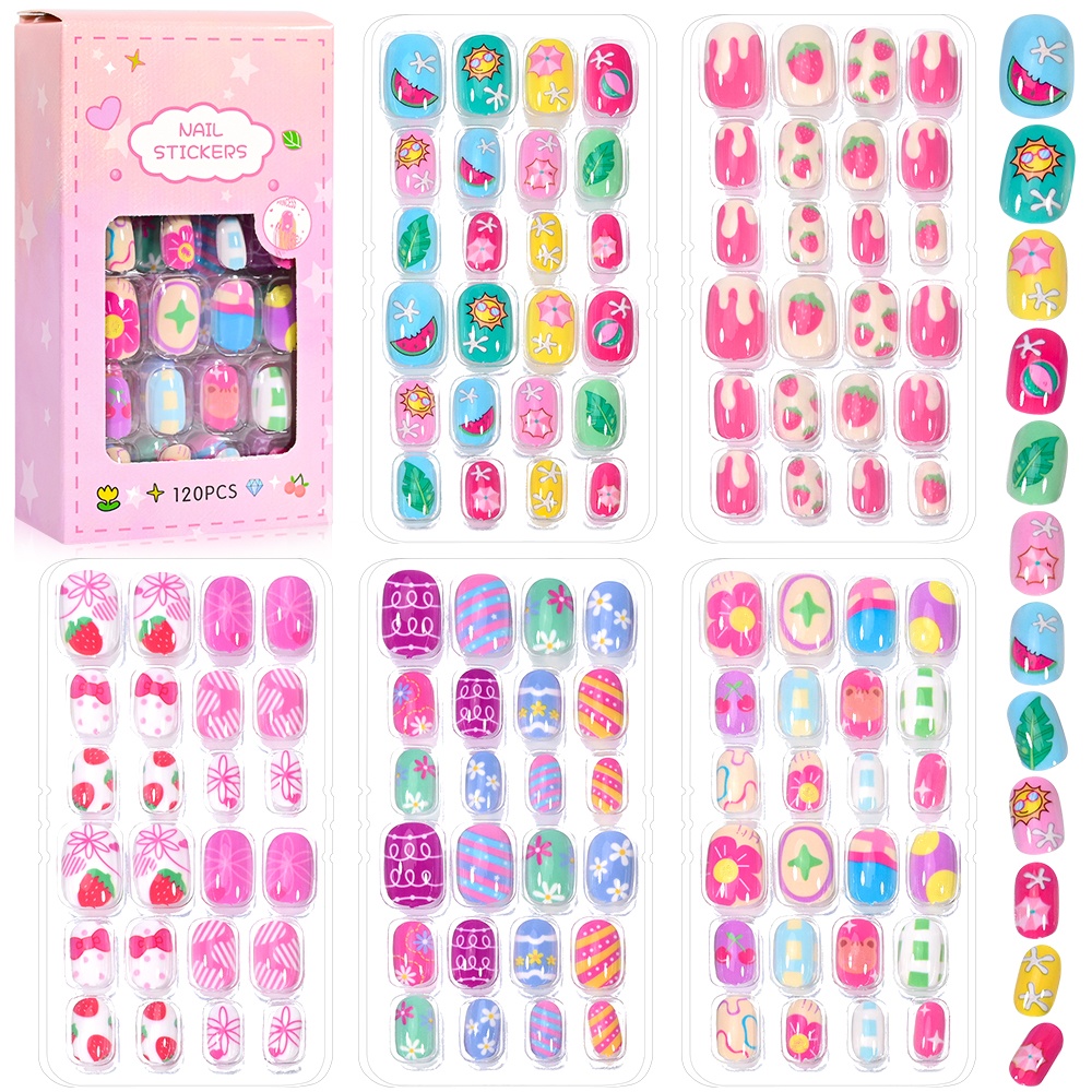 120 조각 5 세트 캔디 키즈 프레스 온 손톱 어린이 - Press On Nail Set 리뷰 및 가격