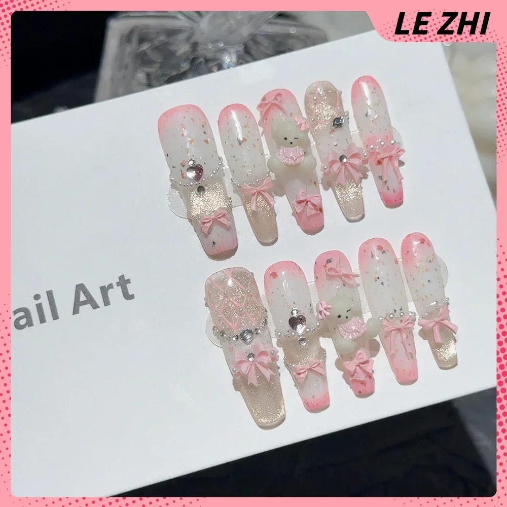 10Pcs 긴 관 스틸레토 리틀 베어 손톱에 귀여운 프 - Nail Art France 리뷰 및 가격